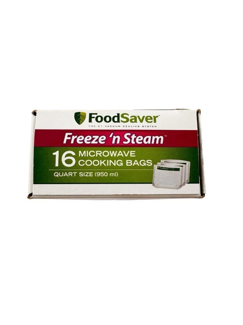 NEW Foodsaver 1-Quart Freeze 'n Steam Microwavable Single-Cooking Bags 16 Count
